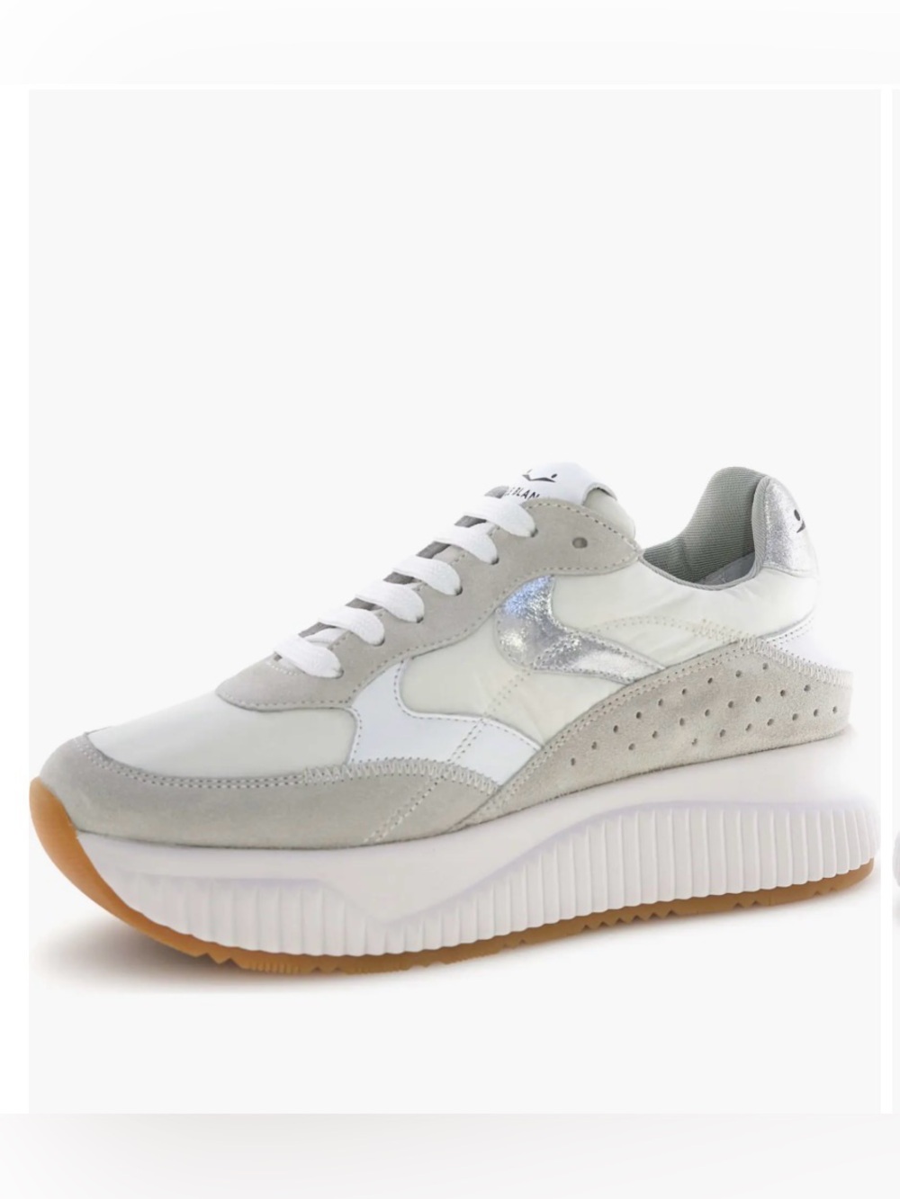 NWT VOILE BLANCHE Lana Fresh Metallic Sneaker in Ice-White - Picture 3 of 16